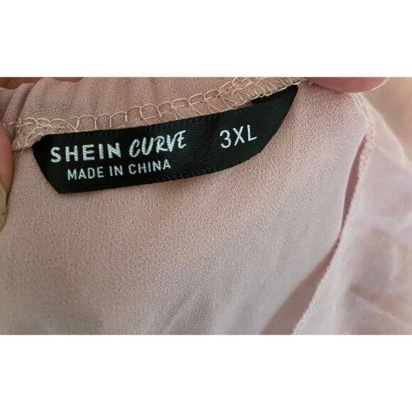 Shein Curve Womens Off-Shoulder Pleated Pink Dress 3XL - Picture 3 of 11